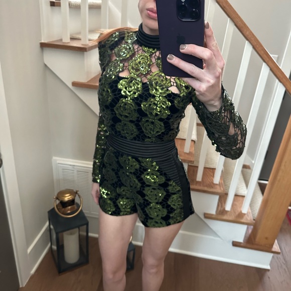 ZHIVAGO Mokai Sequin-Embroidered Lace Playsuit - Picture 4 of 5